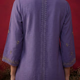 Light Purple Embroidered Cotton High-Low Co-Ord Set