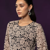 Iriya Black Embellished Net Straight Kurti