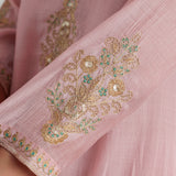 Aafiya Powder Pink Embroidered Suit Set