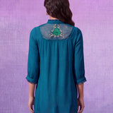 Nivara Teal Embroidered Top