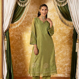Esha Moss Green Embroidered Suit Set