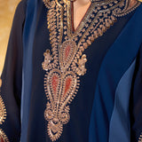 Misha Ombre Blue Embroidered Anarkali Kurta Set