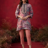 Light Pink All Over Printed Shantoon A-Line Kurti
