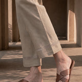 Beige Linen Blend Daily Wear Palazzos