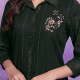 Green Rayon Straight Co-ord Set