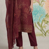 Kasni Maroon Printed Suit Set with Dupatta