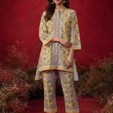 Saina Dove Beige Printed Remi Linen Co-ord Set for Women