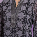 Grey Georgette Sequin Embellished Printed Tunic