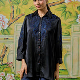 Zaria Midnight Black Embroidered Shirt