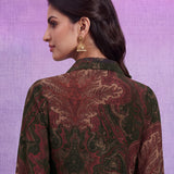 Poly Viscose Olive Abstract Print Shirt