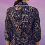 Navy All-Over Printed Cotton Top