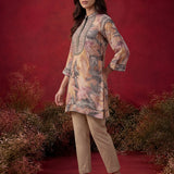 Light Yellow All Over Printed Shantoon A-Line Kurti