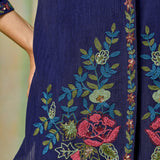 Aarohi Prussian Navy Thread Embroidered Co-ord Set