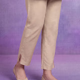 Beige Cotton Slub Applique Dori Work Co-ord Set