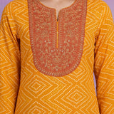 Yellow Cotton Blend Printed Dori Suit Set