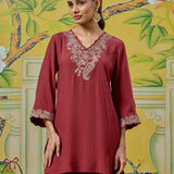 Meher Matt Red Embroidered Kurta Set