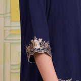 Nooraya Berry Navy Embroidered Co-ord Set