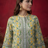 Saina Dove Beige Printed Remi Linen Co-ord Set for Women