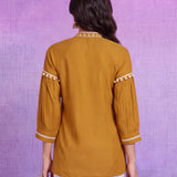 Cotton Mustard Embroidered Tunic