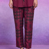 Maroon Rayon Straight Co-ord Set