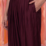 Wine Satin Relaxed Fit Salwar