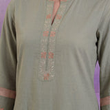 Mint Green Applique Kurta Set with Organza Trims