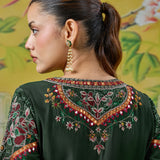 Ruhani Emerald Green Kutch Embroidered Panelled Kurta Set