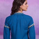 Cotton Blue Embroidered Tunic