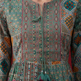 Manjha Mint Green Printed Cotton Tunic for Women