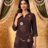 Anvitha Coffee Brown Embroidered Co-ord Set