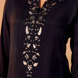 Tara Midnight Black Embroidered Anarkali Suit Set