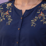 Navy Embroidered Kurta Set with Resham Work