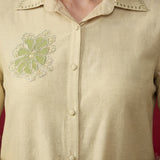 Aviana Beige Embroidered Linen Co-ord Set