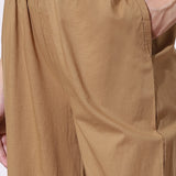 Maria D.Beige Cotton Relaxed Fit Palazzo Pants for Women