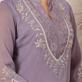 Floral Embroidered A-Line Short Kurti