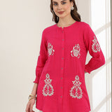 Lucknowi Embroidered Cotton Tunic Shirt