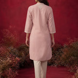 Pink Mirror Work Cotton Kurta Set
