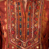 Aaira Amber Red Printed Embroidered Co-ord Set