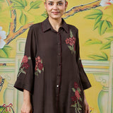 Eshira Walnut Brown Embroidered Co-ord Set