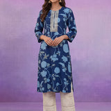 Royal Blue All Over Printed Cotton Kurta