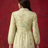 Pakeezah Cream with Green Embroidered Schiffli Indo-western Dress