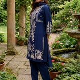 Aarvi Navy Floral Embroidered Suit Set with Dupatta