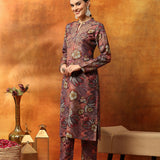 Wool Blend Floral Printed Kurta Palazzo Set