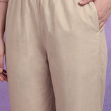 Beige Cotton Slub Applique Dori Work Co-ord Set