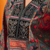Aarzoo Grey Printed Chanderi Suit Set with Dupatta