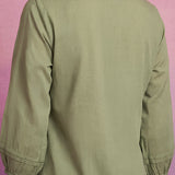 Light Green Cotton Thread Sequin Embroidered Shirt