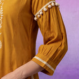 Cotton Mustard Embroidered Tunic