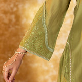 Esha Moss Green Embroidered Suit Set