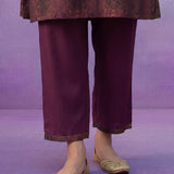 Wine All-Over Printed Cotton A-Line Kurta Set