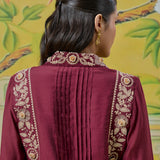 Aurelia Berry Wine Dori Embroidered Appliqué Co-ord Set